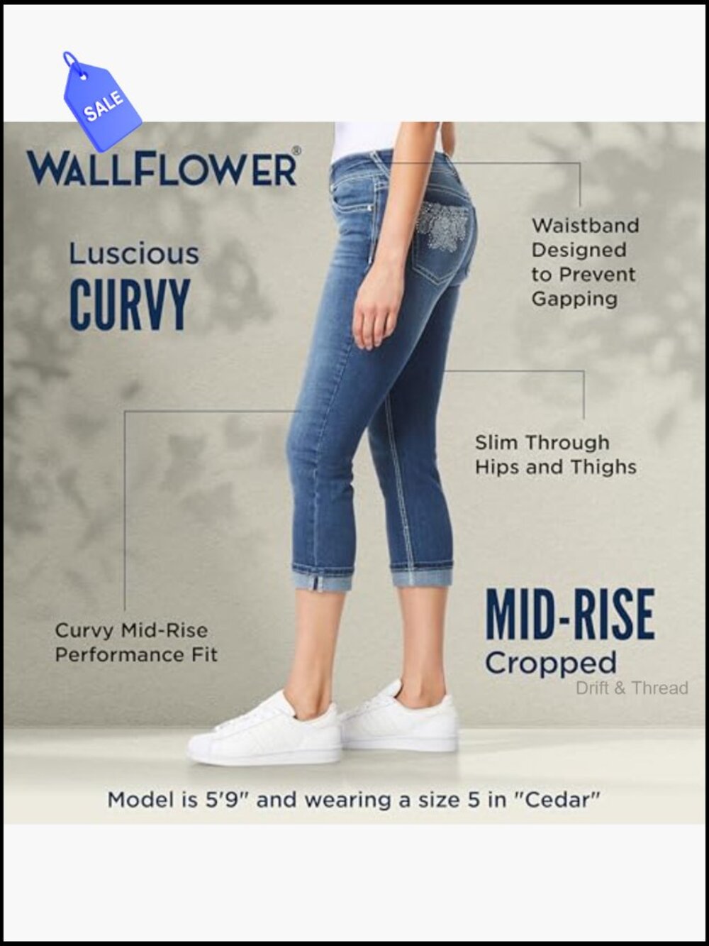 Mid-Rise Crop Skinny Jeans Curvy Fit Insta Stretch Juniors Standard Plus - Picture 4 of 7